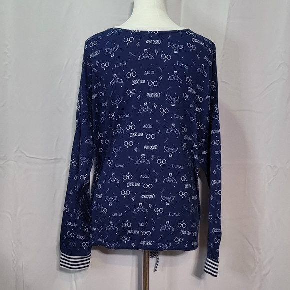 Harry Potter Women's Blue Full Print Graphic Long Sleeve Pajama Top Size XL EUC - Picture 8 of 10